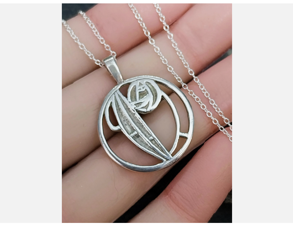 Sterling Silver CELTIC ROSE Circular Pendant Necklace on 18" Chain - 4.1g