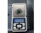 Vintage GREEN GEMSTONE BROOCH - Sterling Silver Edinburgh 1962 - 5.7g