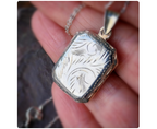 Vintage Sterling SILVER Octagonal LOCKET  on  18" Chain - 5.1g