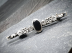 VICTORIAN SILVER BROOCH, Tie Pin Victorian Style, Vintage Mounring Onyx Stone