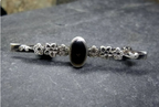 VICTORIAN SILVER BROOCH, Tie Pin Victorian Style, Vintage Mounring Onyx Stone