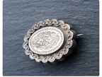 Victorian Revival Silver Locket Brooch  - Star design - 3.4g