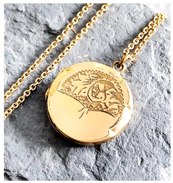 Vintage 9ct Rolled GOLD LOCKET Circular on 16" Chain - 6.3g