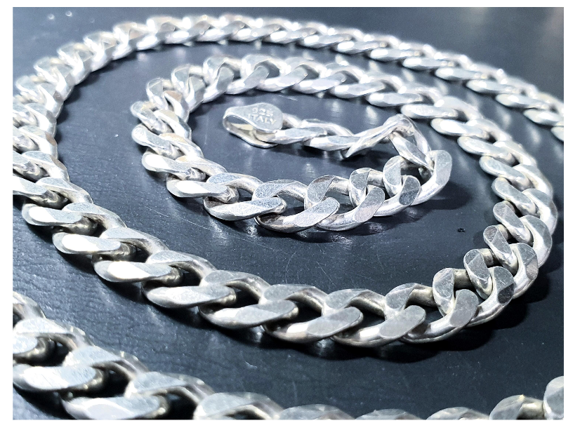 Chunky Heavy STERLING SILVER Curb Link Chain Necklace - 22" Long - 59.8g