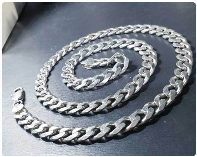 Chunky Heavy STERLING SILVER Curb Link Chain Necklace - 22" Long - 59.8g