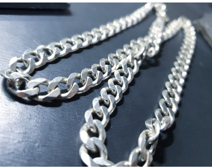 Chunky Heavy STERLING SILVER Curb Link Chain Necklace - 22" Long - 59.8g