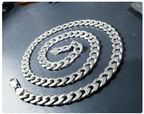 Chunky Heavy STERLING SILVER Curb Link Chain Necklace - 22" Long - 59.8g