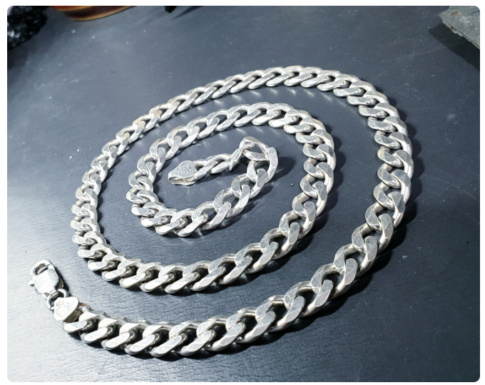 Chunky Heavy STERLING SILVER Curb Link Chain Necklace - 22" Long - 59.8g