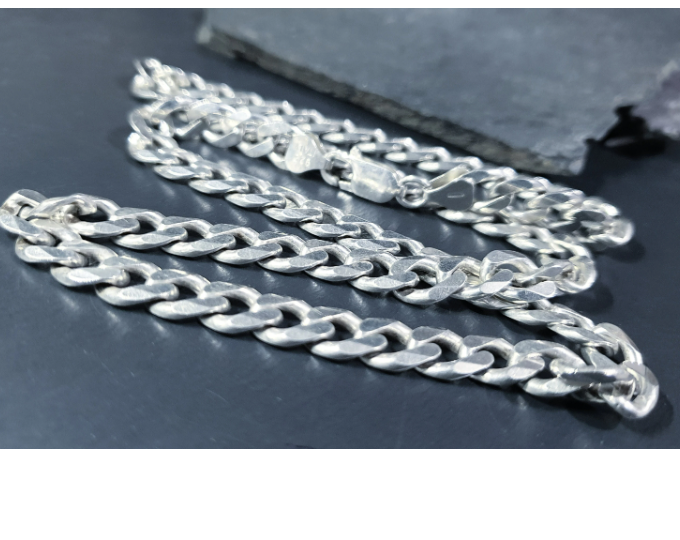 Chunky Heavy STERLING SILVER Curb Link Chain Necklace - 22" Long - 59.8g