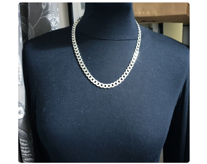 Chunky Heavy STERLING SILVER Curb Link Chain Necklace - 22" Long - 59.8g