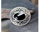 Vintage Oval ONYX Brooch - Sterling Silver - 11.6g