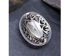 Vintage Oval ONYX Brooch - Sterling Silver - 11.6g