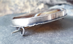Antique Silver Banded Landscape Agate Brooch - Victorian Sterling Silver - 22.1g
