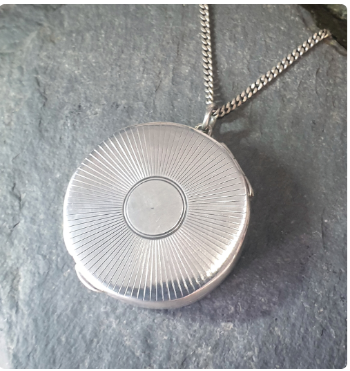 Antique Sterling Silver Pill Box LOCKET -Compact on 20" Chain - 29.9g