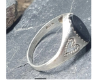 Vintage Sterling SILVER Black Onyx RING - Size uk M (us 6) - 1.7g
