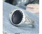 Vintage Sterling SILVER Black Onyx RING - Size uk M (us 6) - 1.7g