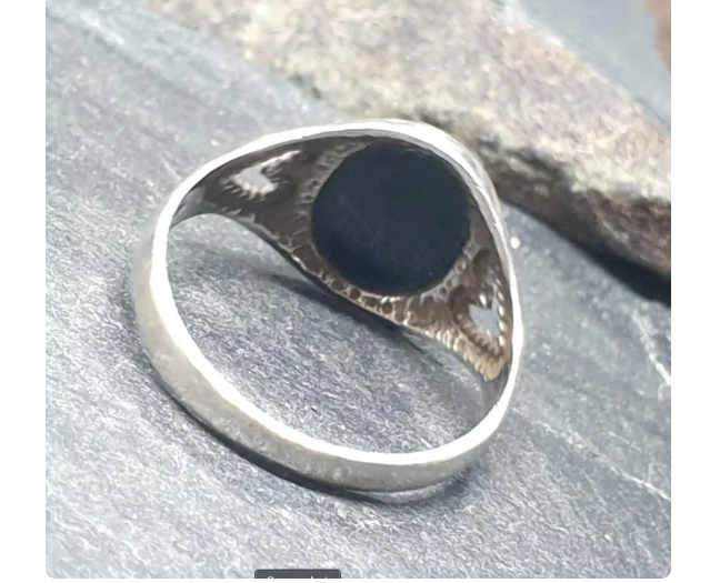 Vintage Sterling SILVER Black Onyx RING - Size uk M (us 6) - 1.7g