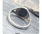 Vintage Sterling SILVER Black Onyx RING - Size uk M (us 6) - 1.7g