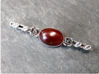 Antique Silver CARNELIAN ROSE Brooch - Sterling Silver Pin - 4.9g
