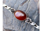 Antique Silver CARNELIAN ROSE Brooch - Sterling Silver Pin - 4.9g