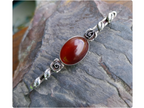 Antique Silver CARNELIAN ROSE Brooch - Sterling Silver Pin - 4.9g