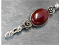 Antique Silver CARNELIAN ROSE Brooch - Sterling Silver Pin - 4.9g
