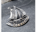 Antique Sterling Silver CONWAY Tourist Brooch - Celtic Boat, Ship - 4.4g