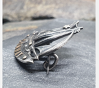 Antique Sterling Silver CONWAY Tourist Brooch - Celtic Boat, Ship - 4.4g