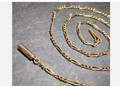 Antique 9ct GOLD Figaro triple link Chain Necklace with Barrel Clasp - 16"  3.6g