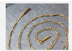 Antique 9ct GOLD Figaro triple link Chain Necklace with Barrel Clasp - 16"  3.6g