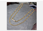 Antique 9ct GOLD Figaro triple link Chain Necklace with Barrel Clasp - 16"  3.6g