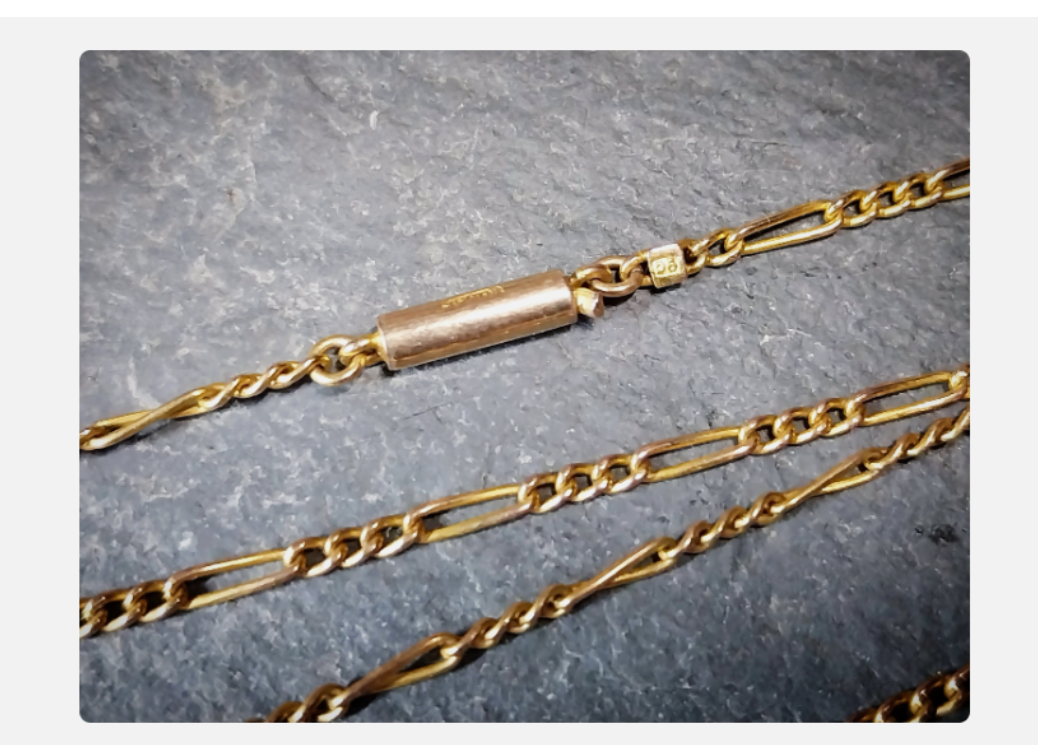 Antique 9ct GOLD Figaro triple link Chain Necklace with Barrel Clasp - 16"  3.6g
