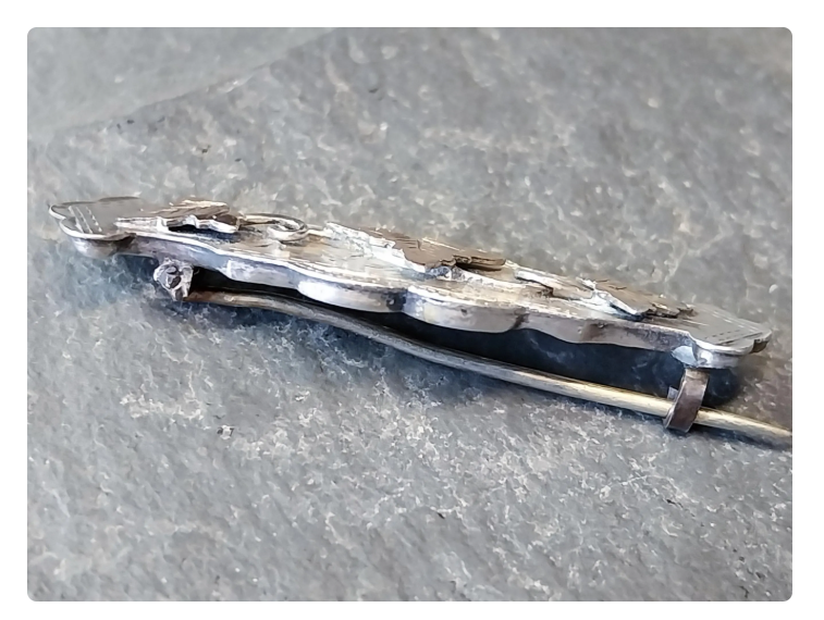 VICTORIAN Antique Brooch - Vine Leaf Sterling Silver Chester c 1896 - 3.2g