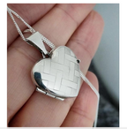 Vintage Sterling Silver HEART LOCKET - Criss Cross Design on 18" Chain - 4.3g