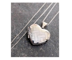 Vintage Sterling Silver HEART LOCKET - Criss Cross Design on 18" Chain - 4.3g