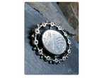 Victorian Silver Locket Brooch with Bird engraved design - 4.2g