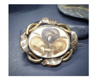 Antique 9ct GOLD MOURNING Hair Art Brooch - Victorian Memento Mori - 10.2g