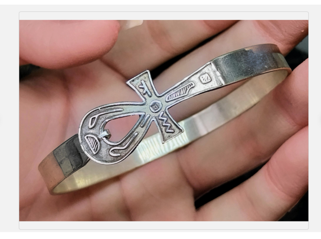 Vintage ANKH BANGLE Bracelet - Silver Hallmarks Egyptian Symbol of Life - 14.9g