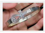 Vintage ANKH BANGLE Bracelet - Silver Hallmarks Egyptian Symbol of Life - 14.9g