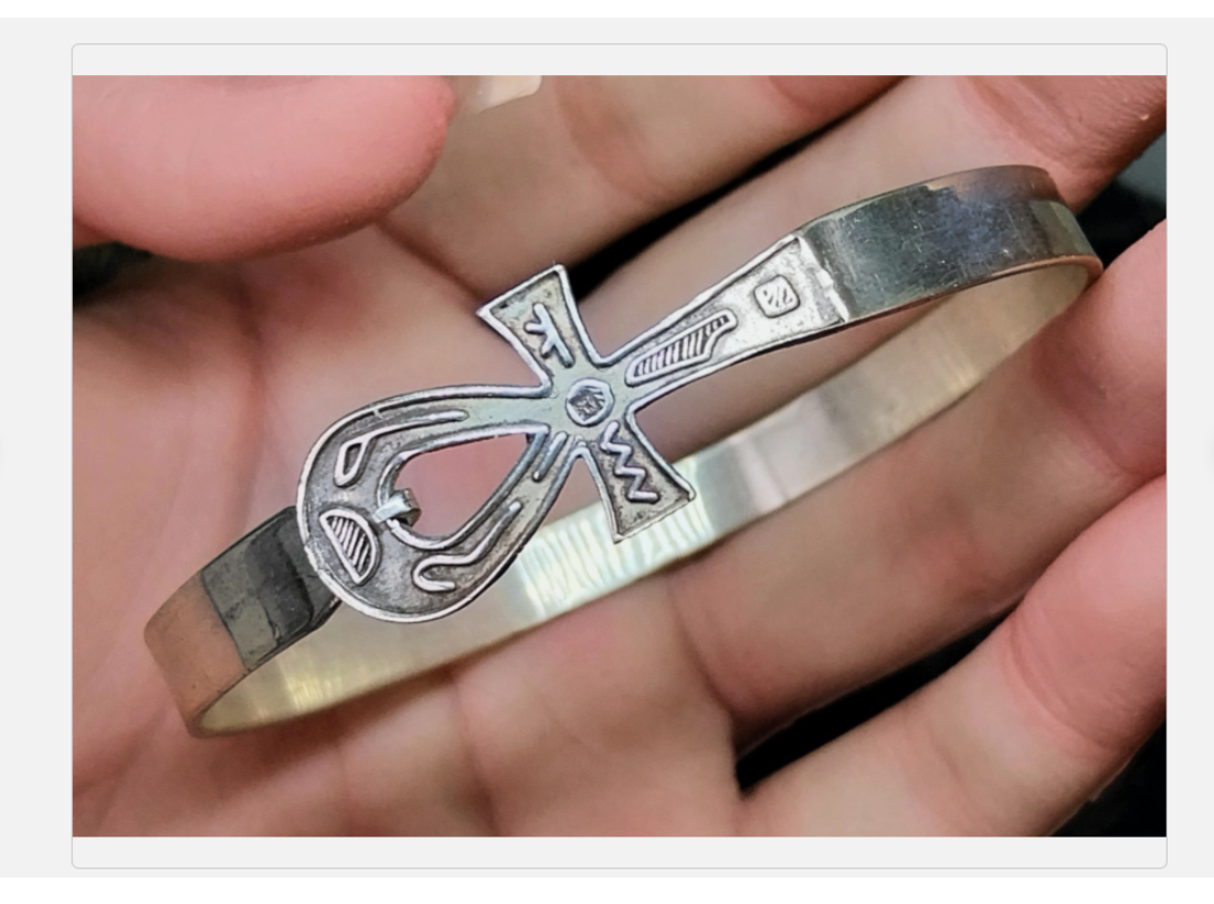 Vintage ANKH BANGLE Bracelet - Silver Hallmarks Egyptian Symbol of Life - 14.9g