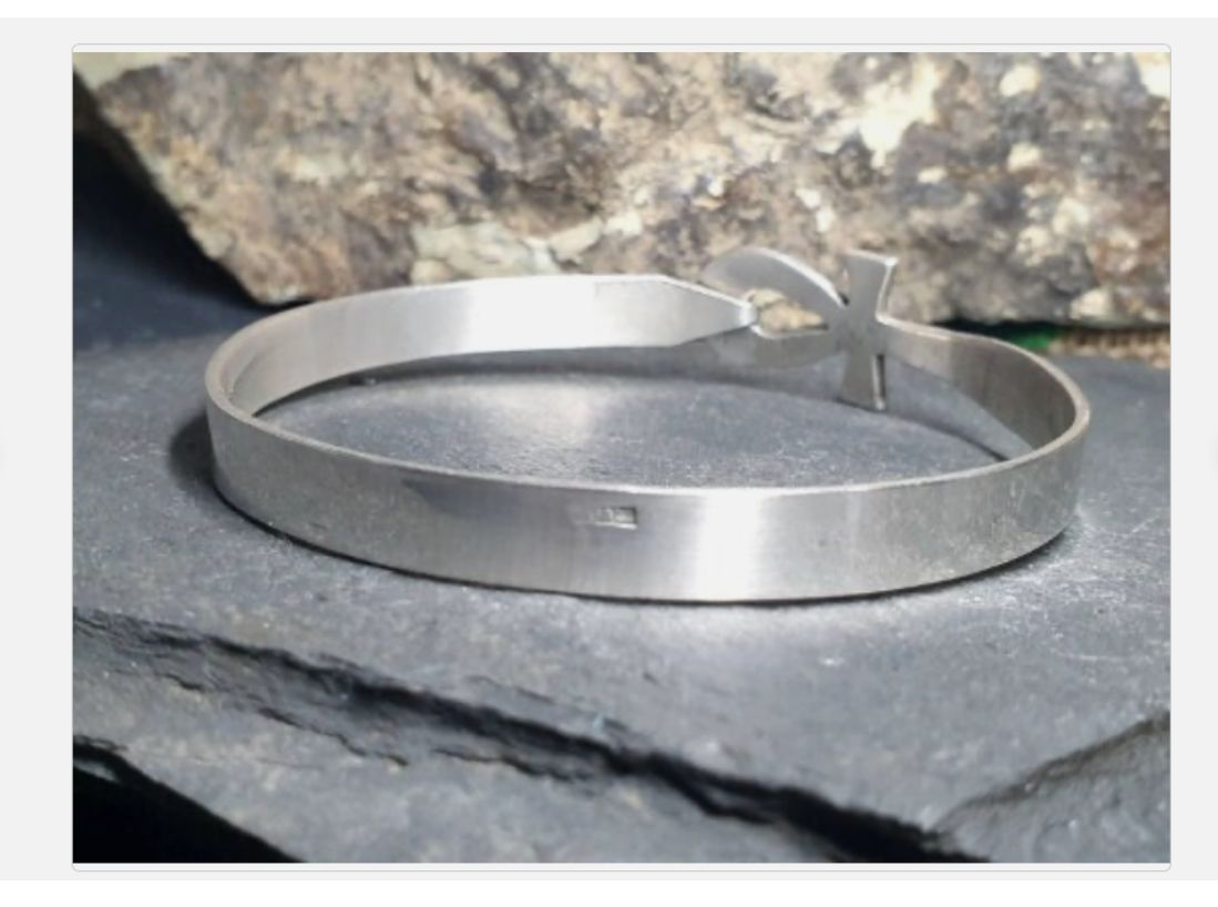 Vintage ANKH BANGLE Bracelet - Silver Hallmarks Egyptian Symbol of Life - 14.9g