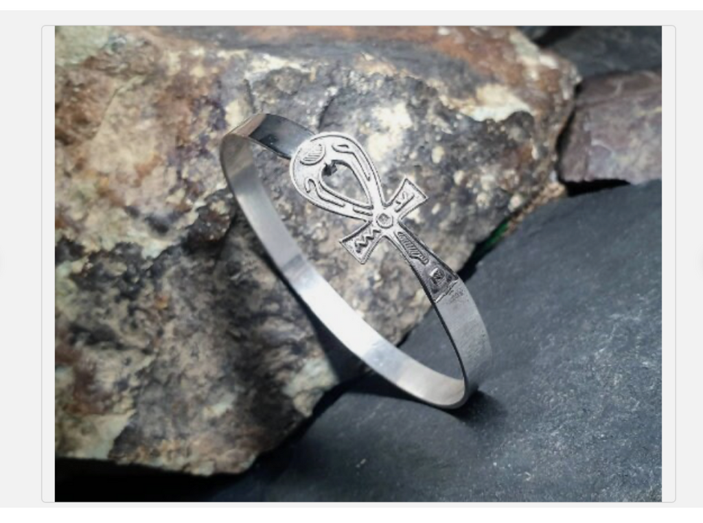 Vintage ANKH BANGLE Bracelet - Silver Hallmarks Egyptian Symbol of Life - 14.9g