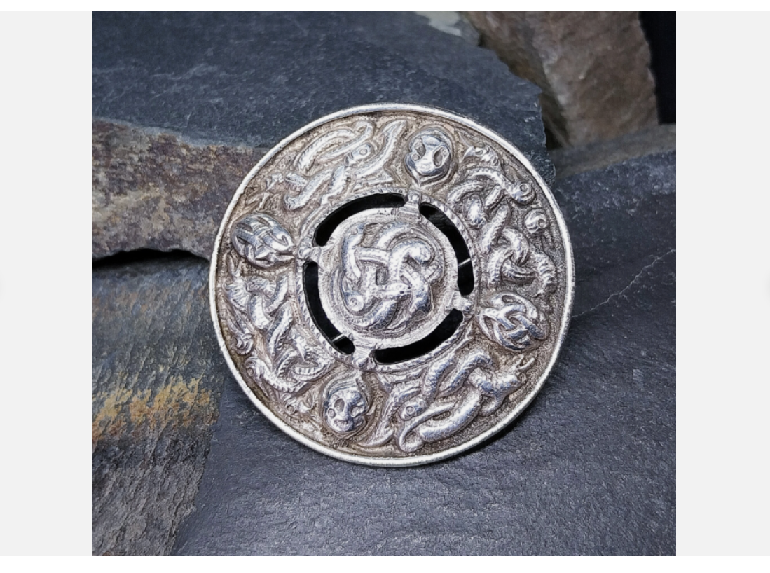 Large Vintage Celtic Shield Brooch - Hallmarked Chester c 1948 - 22.7g