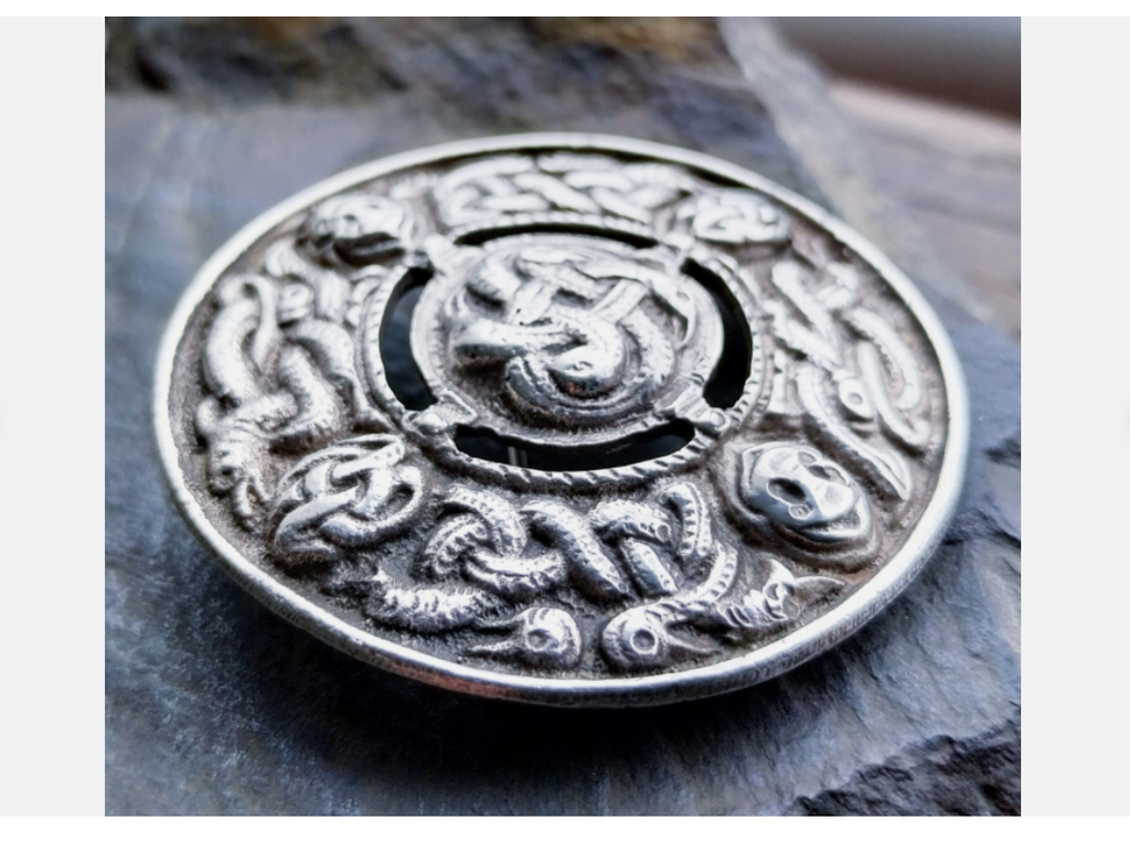 Large Vintage Celtic Shield Brooch - Hallmarked Chester c 1948 - 22.7g
