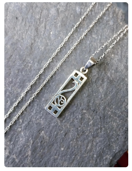 Sterling Silver Pendant Necklace Mackintosh Rose on 18" Chain - 2.3g
