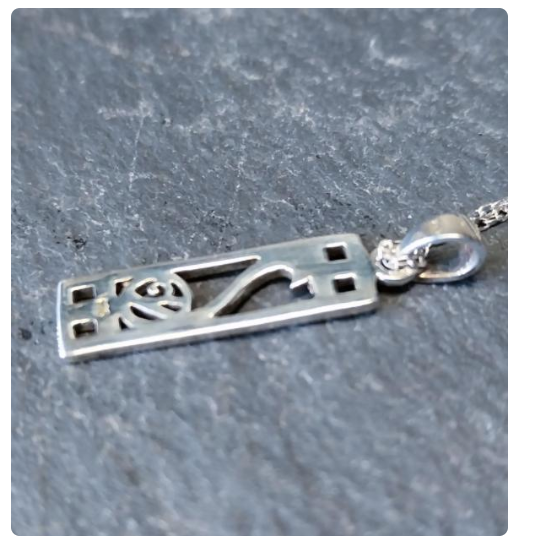 Sterling Silver Pendant Necklace Mackintosh Rose on 18" Chain - 2.3g