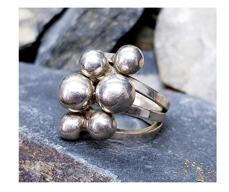 Vintage Modernist Silver Ring - Art Deco - uk size T (us 9.5) - 11.8g