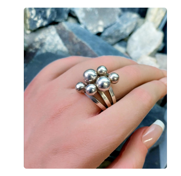 Vintage Modernist Silver Ring - Art Deco - uk size T (us 9.5) - 11.8g
