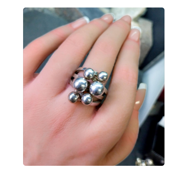 Vintage Modernist Silver Ring - Art Deco - uk size T (us 9.5) - 11.8g