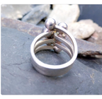 Vintage Modernist Silver Ring - Art Deco - uk size T (us 9.5) - 11.8g